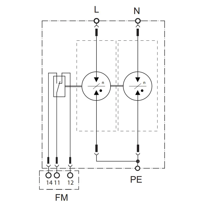УЗИП CT-T1+2/2+0-350-FM подключение