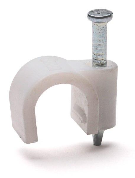СПК 9 Скоба пластиковая с гвоздем, крепеж круглый, макс. диаметр 9.0 мм (30 шт)  — цена и фото