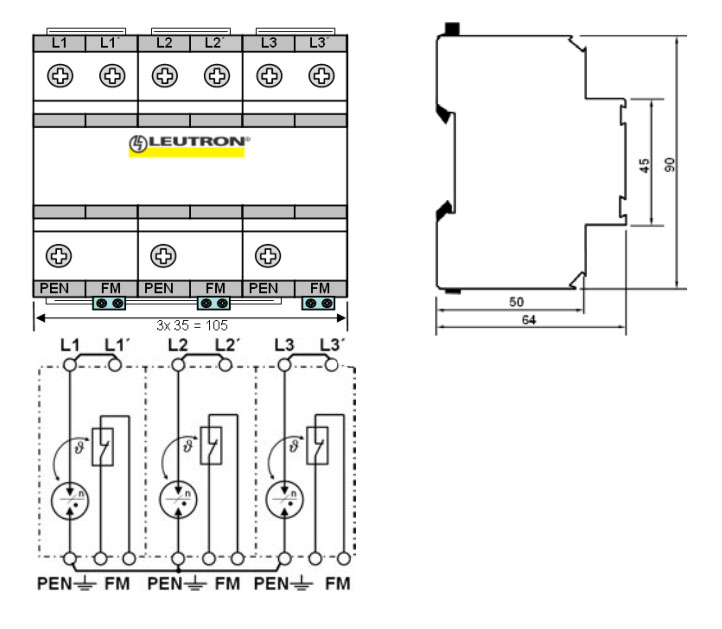 Импульсный ограничитель PP B TNC-440V, размеры