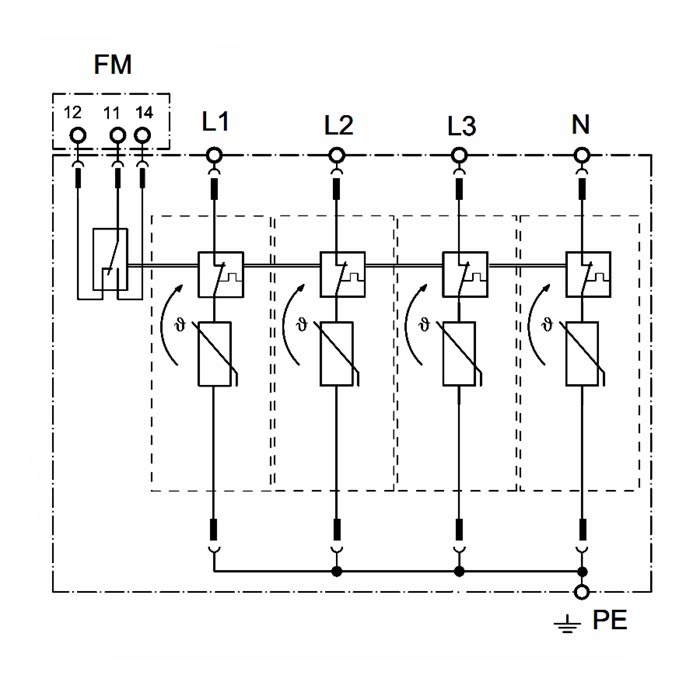 Подключение УЗИП CT-T2/4+0