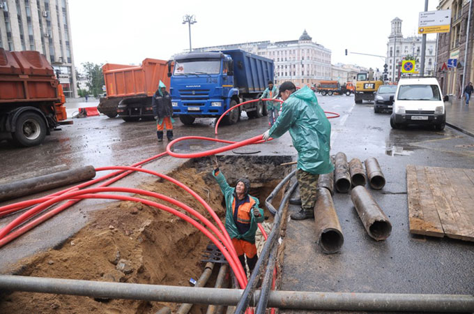 Прокладка кабельной канализации на проезжей части