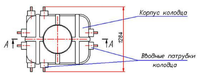 Схема пластикового колодца ПКК-2У-М1, размеры