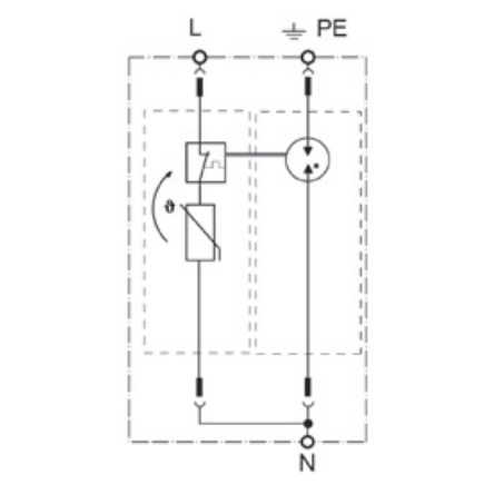 Ограничитель импульсных перенапряжений EL-T2/1+1, подключение